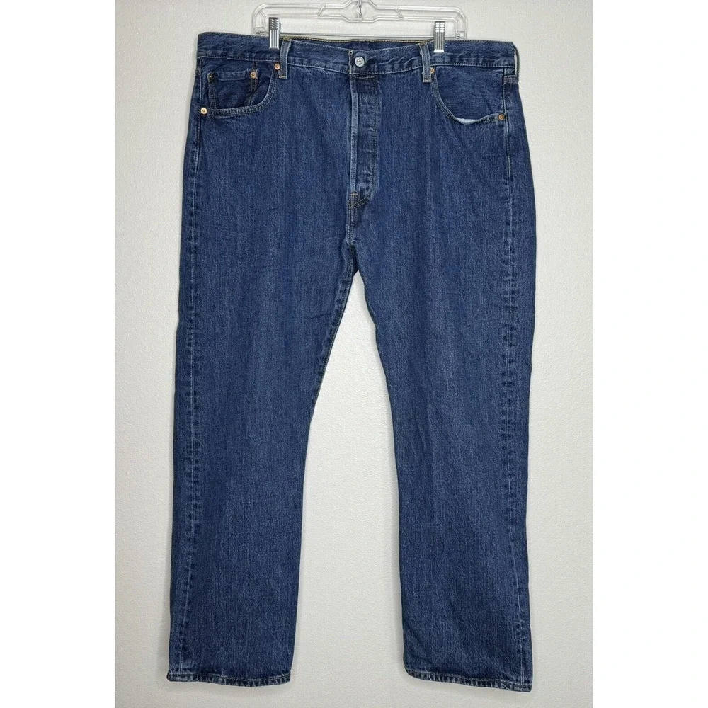 Levi's Levi Strauss Mens 501 Jeans‎ Size 42x32 Button Fly Dark Wash Red Tab
